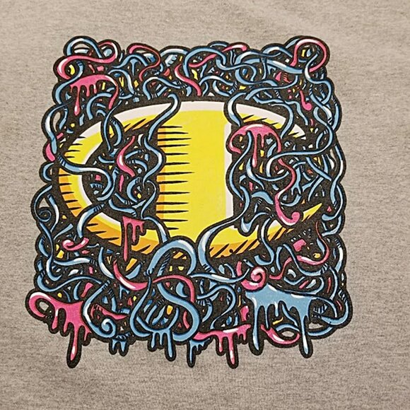 Vintage Champion Big C Logo T Shirt XL Trippy Abstract Psychedelic Graffiti Tee - Picture 2 of 9
